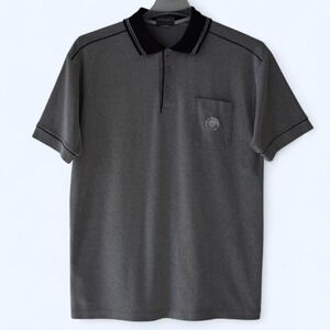 Versace Jeans Couture Mens Grey‎ Pinstripe Polo Shirt Pocket Medusa Logo